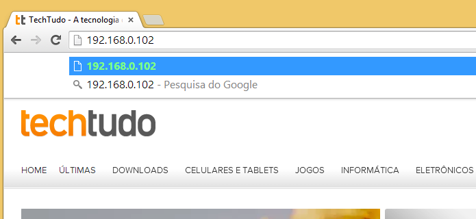 Digite o endereço fornecido pelo aplicativo no navegador (Foto: Reprodução/Helito Bijora)