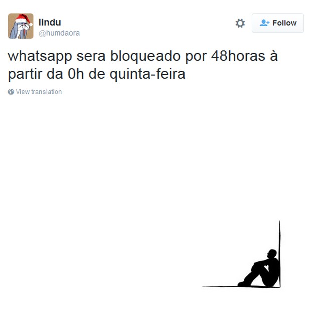 Bloqueio do Whatsapp virou tema das redes sociais nesta quarta-feira (16) (Foto: Reprodução / Twitter)