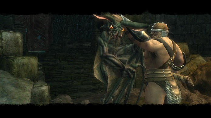 Em alguns combates dos violentos combates de Ascend: Hand of Kul o guerreiro gigante poderá aplicar finalizações em seus inimigos (Foto: Reprodução/Daniel Ribeiro)