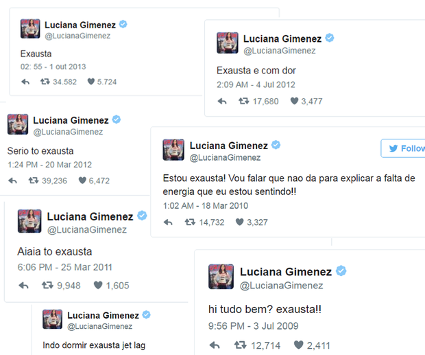 Luciana Gimenez exausta (Foto: Reprodução/Twitter)