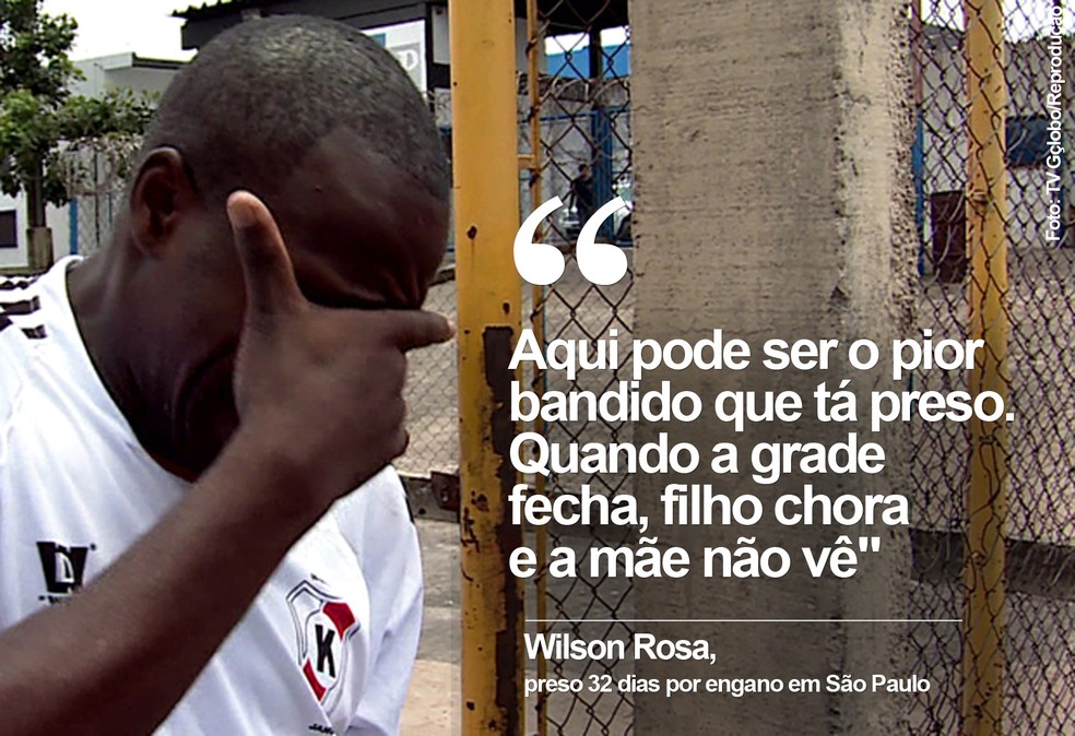 Wilson chora ao deixar a cadeia (Foto: TV Globo/Reprodução)