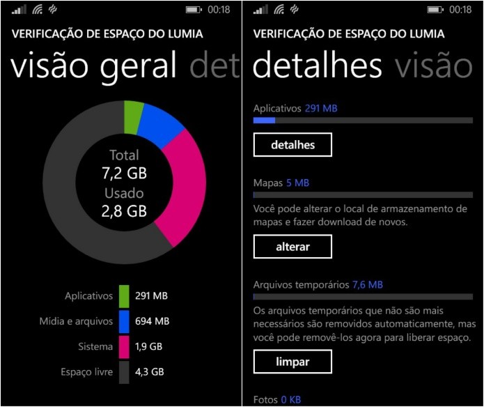 Acesse os detalhes do armazenamento (Foto: Reprodução/Helito Bijora)