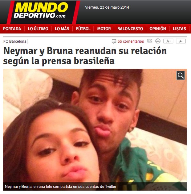 Print Mundo deportivo de Neymar e Bruna (Foto: Reprodução/Reprodução)