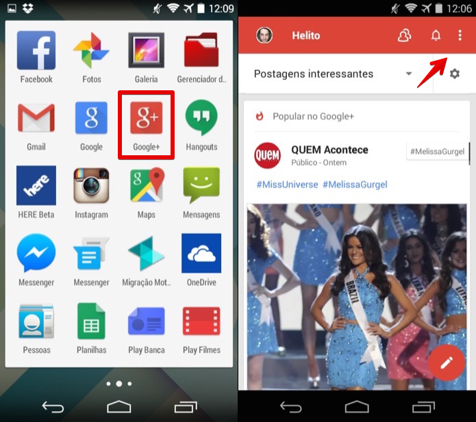 Abra o Google+ e acesse o menu do aplicativo (Foto: Reprodução/Helito Bijora) 