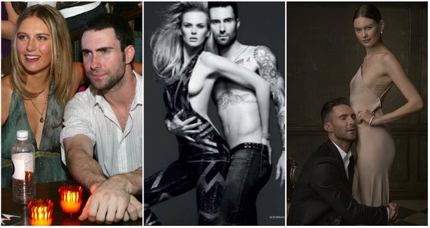 Adam Levine e suas namoradas: Maria Sharapova,  Anne Vyalitsyna e Behati Prinsloo (Foto: Reprodução)