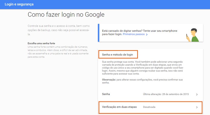 Selecione a opção de verificação em duas etapas no item de login (Foto: Reprodução/Barbara Mannara) (Foto: Selecione a opção de verificação em duas etapas no item de login (Foto: Reprodução/Barbara Mannara)) Selecione a opção de verificação em duas etapas no item de login (Foto: Reprodução/Barbara Mannara) (Foto: Selecione a opção de verificação em duas etapas no item de login (Foto: Reprodução/Barbara Mannara))