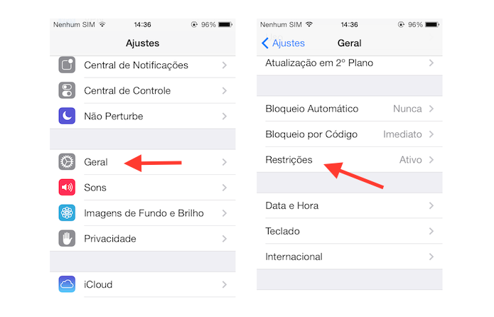 Acessando a página de restrições do iOS (Foto: Reprodução/Marvin Costa)