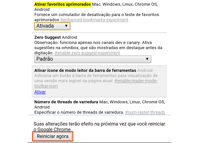 Reinicie o Chrome para finalizar (Foto: Reprodução/Paulo Alves)