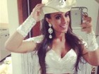 Em Barretos, Nicole Bahls se veste de cowgirl