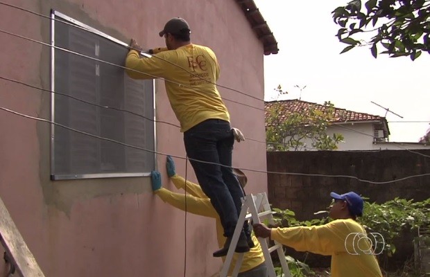 Telas com inseticida são testadas no combate a dengue em Goiânia Goiás (Foto: Reprodução/TV Anhanguera)