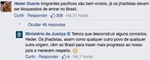 Ministério afasta empresa após post sobre imigração de jihadistas (Reprodução / Facebook)