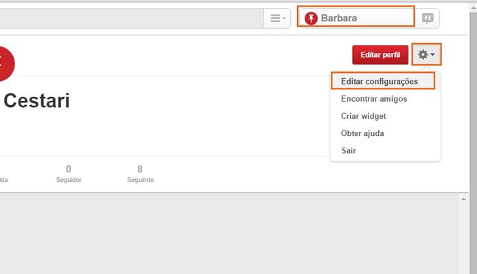 Acesse as configurações da conta (Foto: Reprodução/Barbara Mannara)