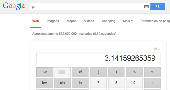 Visualizando o valor da constante Pi (Foto: Reprodução/Edivaldo Brito)