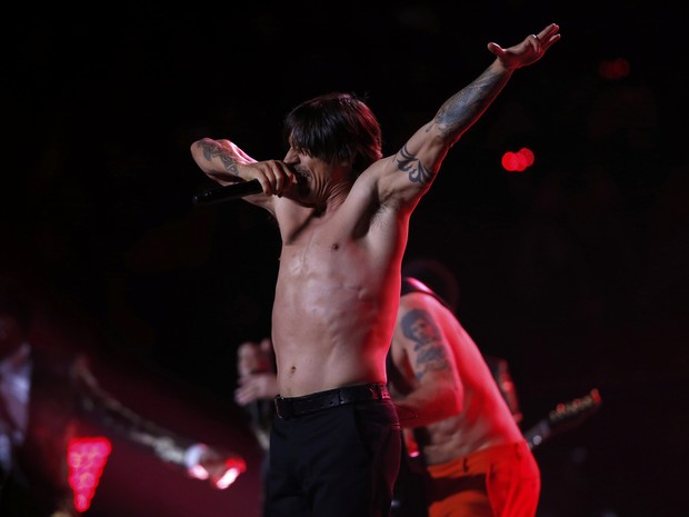 Anthony Kiedis, da banda Red Hot Chili Peppers, no Super Bowl em Nova Jersey, nos Estados Unidos (Foto: Shannon Stapleton/ Reuters)