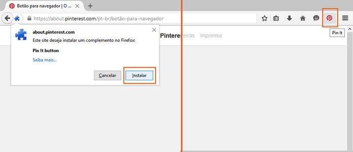 Inicie a instalação e note que o botão será adicionado no topo direito do navegador (Foto: Reprodução/Barbara Mannara) Inicie a instalação e note que o botão será adicionado no topo direito do navegador (Foto: Reprodução/Barbara Mannara)