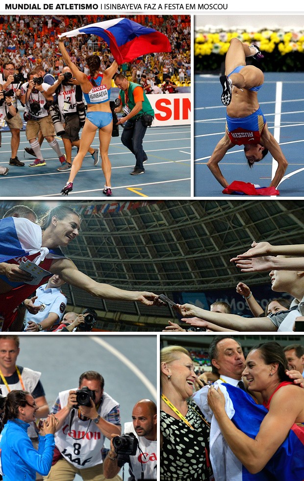 mosaico Isinbayeva medalha de ouro salto com vara atletismo moscou (Foto: Editoria de Arte)