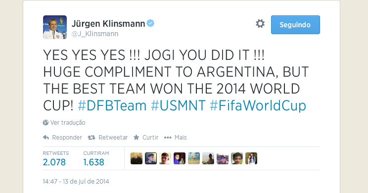 Jurgen Klinsmann festeja o título da Alemanha