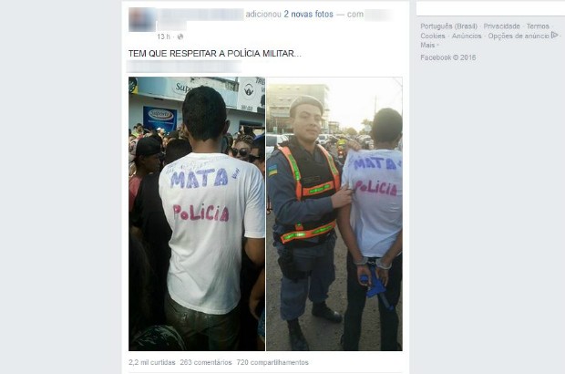 Prisão de suspeito ganhou as redes sociais no Amapá (Foto: Reprodução/Facebook)