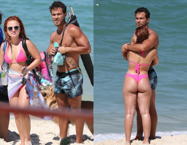André Luiz Frambach e Larissa Manoela são fotografados juntos em praia no Rio de Janeiro (Foto: Agnews)