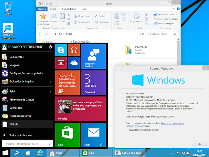 Windows 10: saiba como ficou o novo sistema da Microsoft (Foto: Reprodução/Edivaldo Brito)