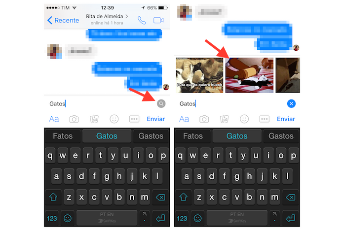 Pesquisando e enviando imagens GIF no Facebook Messenger para iPhone (Foto: Reprodução/Marvin Costa)