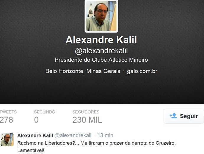 Alexandre Kalil print Twitter (Foto: Reprodução \Twitter)