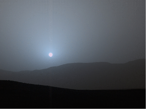 Sequencia de imagens mostra pôr do sol em Marte (Foto: NASA/JPL-Caltech/MSSS/Texas A&M Univ.)
