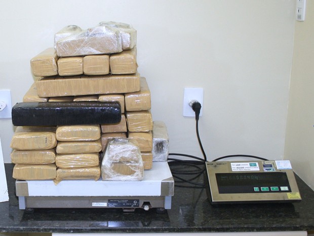 Tabletes de maconha prensada pesavam cerca de 102 quilos, segundo PF. (Foto: Polícia Federal / Divulgação)