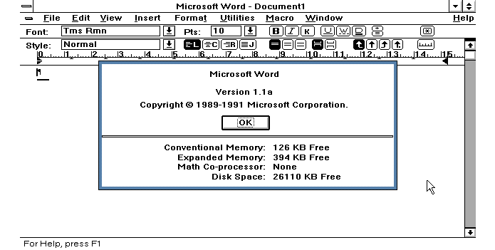 Primeira versão do Word para Windows 1.1, junto com MS-DOS, agora tem código fonte de livre acesso (Foto: Reprodução/Computer History Museum) (Foto: Primeira versão do Word para Windows 1.1, junto com MS-DOS, agora tem código fonte de livre acesso (Foto: Reprodução/Computer History Museum))