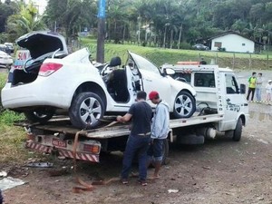 Acidente em Araquari, na BR-280 (Foto: Sara Kirchhof/RBS TV)