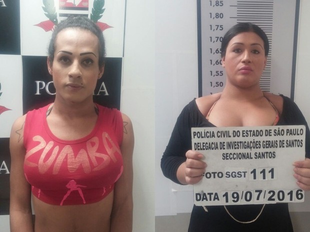 Dupla foi presa por suspeita de atacar vítimas para cometer assaltos em Santos, SP (Foto: G1)