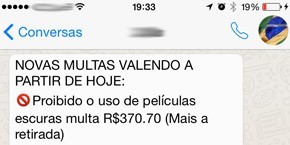 Mensagem sobre multas que circula nas redes (Foto: Reprodução)