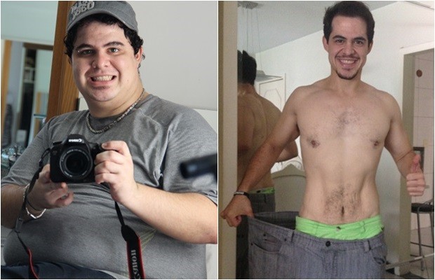 Antes e depois: Thiago conseguiu perder peso com alimentação saudável e exercícios (Foto: Arquivo pessoal)