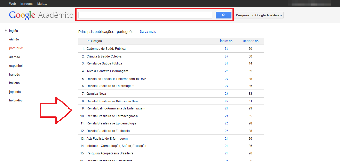 Métricas do Google Acadêmico indicam os assuntos mais procurados e lidos pelos internautas (Foto: Reprodução/Lívia Dâmaso)