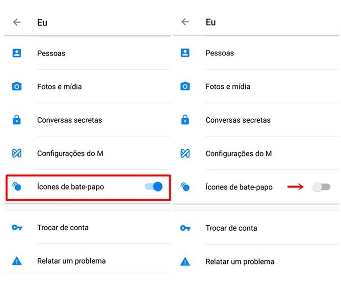 Desative a opção "Ícones de bate-papo" do Facebook Messenger (Foto: Reprodução/Taysa Coelho) Desative a opção "Ícones de bate-papo" do Facebook Messenger (Foto: Reprodução/Taysa Coelho)
