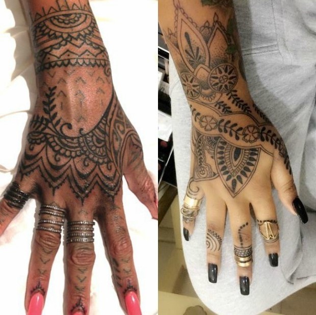 Mãos de Rihanna (esquerda) e Ludmilla (direita) (Foto: Instagram / Reprodução)