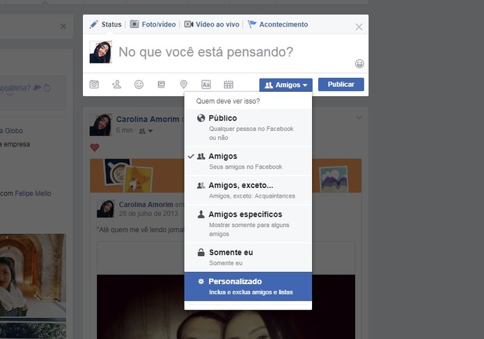 Tutorial Facebook -2 (Foto: Reprodução/Carolina Ochsendorf) Tutorial Facebook -2 (Foto: Reprodução/Carolina Ochsendorf)