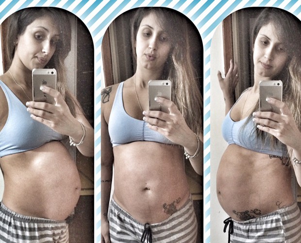 Carol Vieira - oito meses de gravidez (Foto: Arquivo Pessoal)