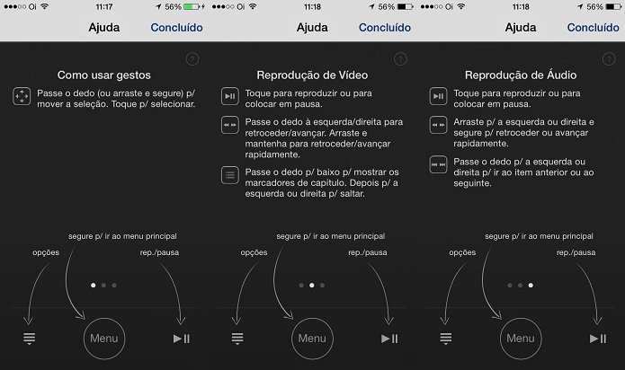Visualizando a ajuda do app Remote (Foto: Reprodução/Edivaldo Brito)