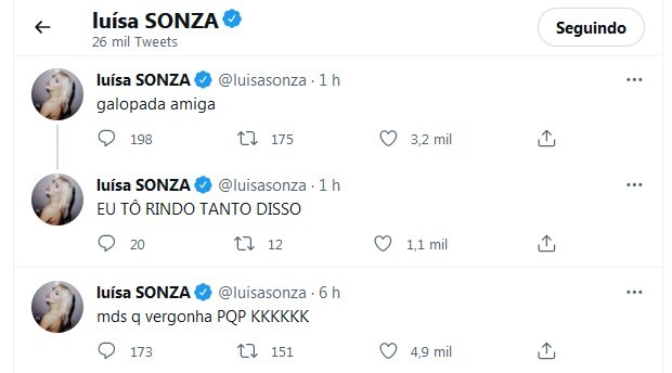 Luísa Sonza fala de amizade colorida com Pedro Sampaio (Foto: Reprodução/Twitter)