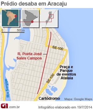 Prédio desaba em Aracaju, SE (Foto: Arte/G1)