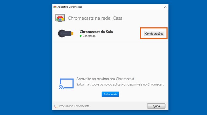 Acesse as configurações do Chromecast pelo computador (Foto: Reprodução/Barbara Mannara)