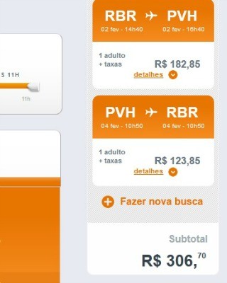 Voo Gol de Rio Branco para Porto Velho sai a R$ 306 (Foto: Reprodução)