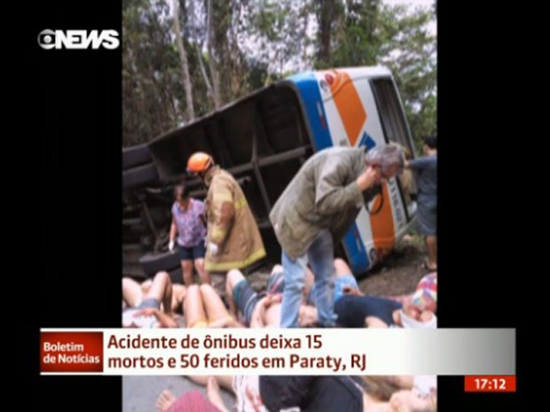 Acidente na estrada entre Paraty e Trindade aconteceu por volta das 12h40 (Foto: Reproduo/GloboNews)