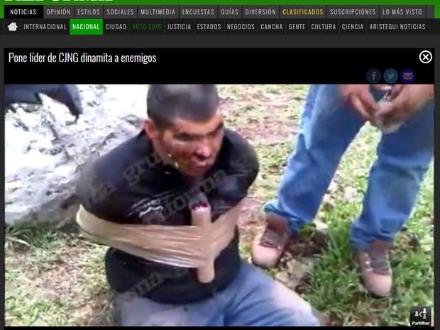 Vídeo divulgado pelo jornal 'Reforma' mostra um homem com explosivo amarrado ao peito (Foto: Reprodução/Reforma.com)