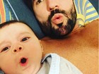 Sandro Pedroso posta foto do filho, Noah, tentando mandar beijinho