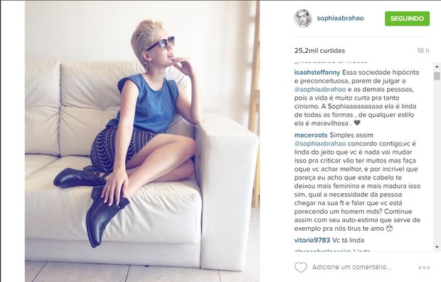Fãs defendem novo visual de Sophia Abrahão (Foto: Reprodução/Instagram )