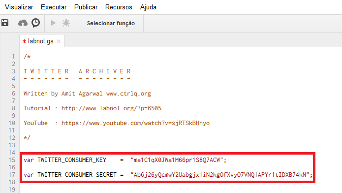 Colando as informações no editor de script (Foto: Reprodução/Edivaldo Brito)