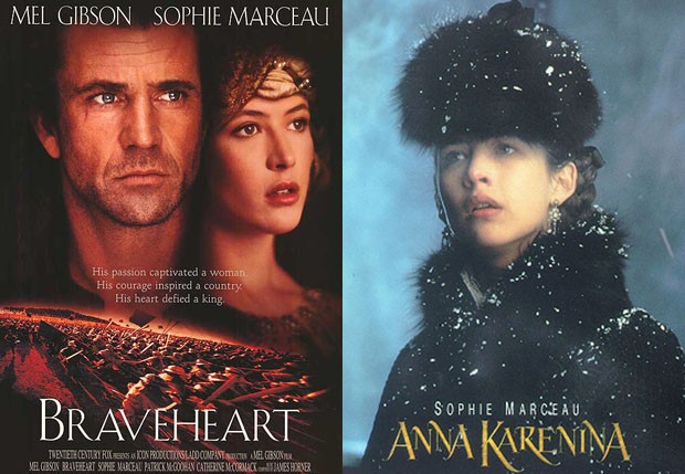 Sophie Marceau também atuou em 'Coração Valente' (1995) e 'Anna Karenina' (1997) (Foto: Reprodução) Sophie Marceau também atuou em 'Coração Valente' (1995) e 'Anna Karenina' (1997) (Foto: Reprodução)