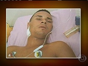 Baleada acorda em hospital de Mogi ao lado do suspeito de tiros (Foto: Reprodução/TV Diário)